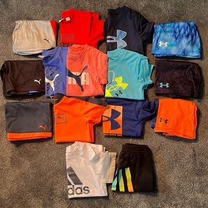 15 piece Boys Under Armour/Puma/Adidas shorts and tee bundle
